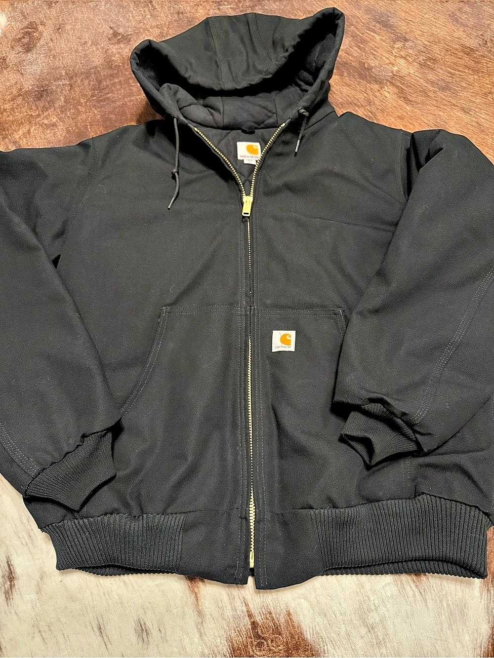 Carhartt J140 Black Hooded Jacket Size Large Tall